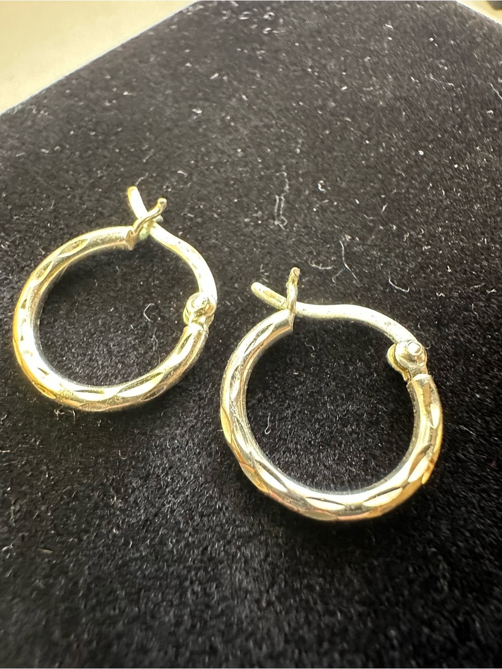 Textured Sterling Silver Gold Huggies Earring